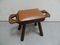 Vintage Oak Milk Stool with Leather Top, 1890s, Image 2