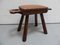 Vintage Oak Milk Stool with Leather Top, 1890s 4