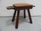 Vintage Oak Milk Stool with Leather Top, 1890s, Image 4