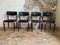 Vintage Wooden and Black Skai Chairs, 1970s, Set of 4 1