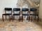 Vintage Wooden and Black Skai Chairs, 1970s, Set of 4, Image 1