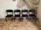 Vintage Wooden and Black Skai Chairs, 1970s, Set of 4 4