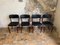 Vintage Wooden and Black Skai Chairs, 1970s, Set of 4, Image 4