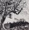 Pierre Dionisi, The Olive Tree Behind the Stone Wall, 1930s, Ink on Paper, Framed 8