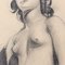 Guillaume Dulac, Il nudo seduto, anni '20, Disegno a matita su carta, con cornice, Immagine 9