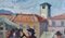 Market Day in Piazza Grande, Locarno, Switzerland, 1947-48, Oil on Board, Framed 5