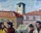 Market Day in Piazza Grande, Locarno, Switzerland, 1947-48, Oil on Board, Framed 6