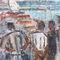 Alfred Salvignol, Sailors in the Port of Nice, 1950s, Mixed Media, Framed 9