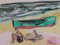 Jean Pons, Small Boat and Bather in Dinard, 1961, Mixed Media on Paper, Framed 1