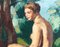 Charles Kvapil, The Bather, 1934, Oil on Board, Framed, Image 5