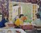 Artista de la escuela francesa, a la mesa de un restaurante francés, 1970, óleo a bordo, enmarcado, Imagen 1
