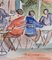 Catherine Garros, Le Café, 1990s, Watercolor, Framed 15