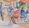 Catherine Garros, Le Café, 1990s, Watercolor, Framed 14