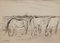 Genevieve Gallibert, Grazing Horses in the Camargue, 1930s, Ink on Paper, Framed 1