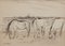 Genevieve Gallibert, Weidende Pferde in der Camargue, 1930er, Tinte auf Papier, gerahmt 1