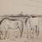 Genevieve Gallibert, Grazing Horses in the Camargue, 1930s, Ink on Paper, Framed 8