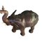 Escultura de elefante vintage de cuero con ojos de vidrio, Imagen 9
