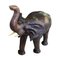 Escultura de elefante vintage de cuero con ojos de vidrio, Imagen 3