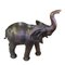 Sculpture Éléphant Vintage en Cuir avec Yeux en Verre 2