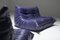 Lilac Leather Togo Set by Michel Ducaroy for Ligne Roset France, 1991, Set of 2 13
