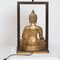 Lampada da tavolo Buddha in gesso dorato e ottone, anni '70, Immagine 7