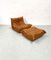 French Toffee Brown Togo Lounge Chair with Ottoman by Michel Ducaroy for Ligne Roset, 1970s, Set of 2 4