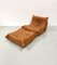 Fauteuil Togo Brun Caramel avec Ottomane par Michel Ducaroy pour Ligne Roset, France, 1970s, Set de 2 1