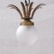 Mid-Century Opaque Glass and Brass Leaf Pendant Light 1