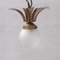 Mid-Century Opaque Glass and Brass Leaf Pendant Light 5