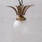 Mid-Century Opaque Glass and Brass Leaf Pendant Light, Image 5