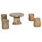 French Faux Bois Stone Garden Table and Stools, Set of 5 1