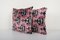 Handmade Pink Silk Ikat Velvet Cushion Covers, Set of 2 3