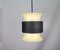 Mid-Century Scandinavian Modern Cream Black Aluminium Hanging Lamp in style of Bent Nordsted, 1970s, Image 1