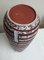Jarrón alemán Mid-Century de cerámica con fragmentos en rojo y marrón, decoración de líneas blancas y rectángulos de colores de Bay Keramik, años 50, Imagen 4