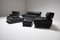 Living Room Set in Black Leather by Percival Lafer, Brazil, Set of 6 1
