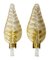 Large Vintage Italian Leaf-Shaped Murano Glass and Brass Wall Lights, 1980, Set of 2 1
