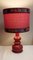 German Table Lamp with Red Patterned Ceramic Foot and Red Fabric Shade, 1970s 5