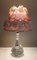 Lampada da tavolo romantica in porcellana smaltata con paralume in seta, anni '70, Immagine 4