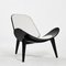 CH07 Armchair in Black Lacquer & White Leather by Hans Wegner for Carl Hansen & Son, Image 4
