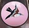 19th Century Japanese Decorative Plates in Pink Cloisonne with Birds Decor, Set of 2 2