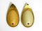Mid-Century Brass and Beige Glass Sconces Shaped Like a Drop, 1950s, Set of 2 1