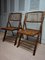 British Colonial Tortoise Bamboo & Rattan Folding Chairs, 1950s, Set of 2 1