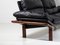 Mid-Century Modern Danish Black Leather and Teak Sofa by Komfort, 1970s 9