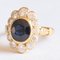 18 Karat Yellow Gold Daisy Ring with Sapphire and Brilliant Cut Diamonds, 1960s 2