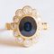18 Karat Yellow Gold Daisy Ring with Sapphire and Brilliant Cut Diamonds, 1960s 3