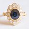 18 Karat Yellow Gold Daisy Ring with Sapphire and Brilliant Cut Diamonds, 1960s, Image 3