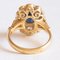 18 Karat Yellow Gold Daisy Ring with Sapphire and Brilliant Cut Diamonds, 1960s 7