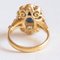 18 Karat Yellow Gold Daisy Ring with Sapphire and Brilliant Cut Diamonds, 1960s 11