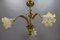 French Art Nouveau Brass and Glass 3-Light Iris-Shaped Chandelier, 1910s 11