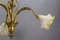 French Art Nouveau Brass and Glass 3-Light Iris-Shaped Chandelier, 1910s 7